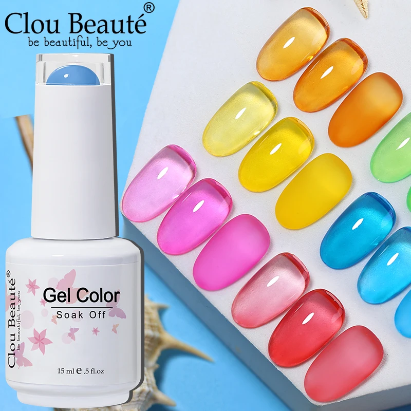 Clou Beaute-esmalte de uñas en Gel, 15ml, Vernis semipermanente, UV, arte de uñas, Lakiery, Hybrydowe, pegamento en Gel para manicura, Base superior