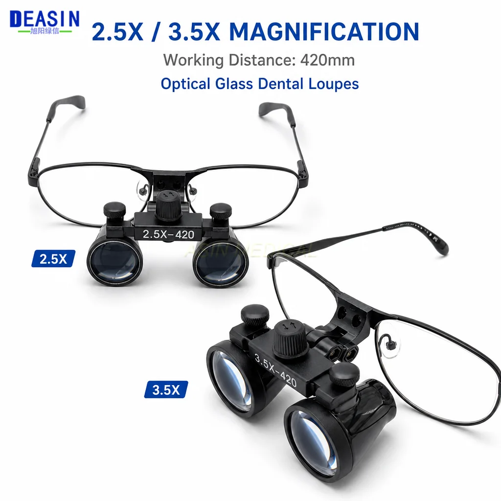 DEASIN 2.5X /3.5X Surgical Magnifier Dental 320-420mm Loupe Optional with Head Lamp Light Dentistry Equipment