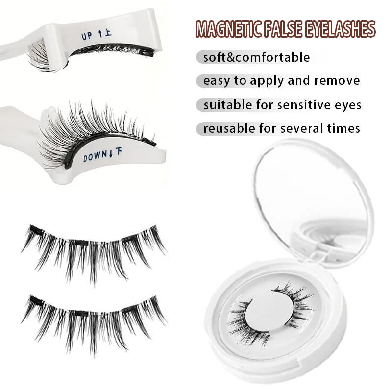 Set mit magnetischer, kleberfreier, falscher Wimpernzange mit magnetischer, natürlicher Quantenwimpernzange.