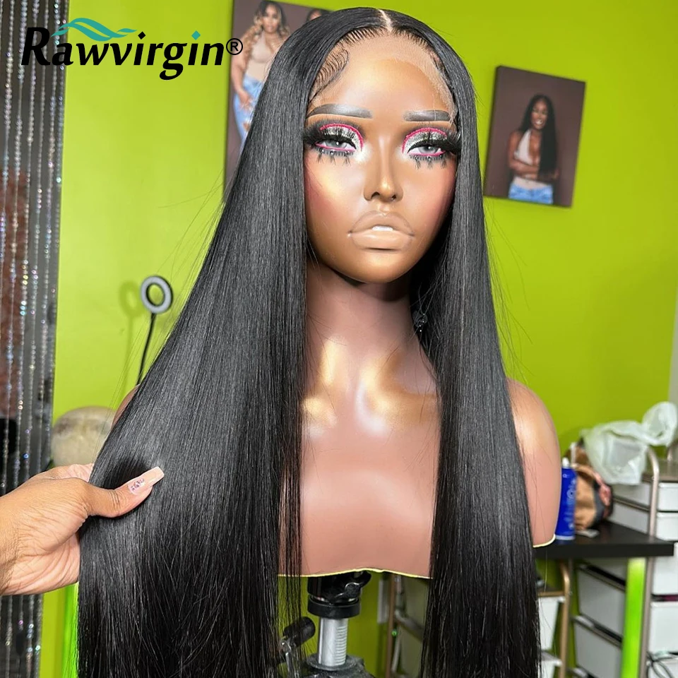 

Rawvirgin Bone Straight Natural Black Wigs Human Hair 13x4 Lace Front Wig Brazilian Virgin Hair PrePlucked 13x6 Lace Frontal Wig