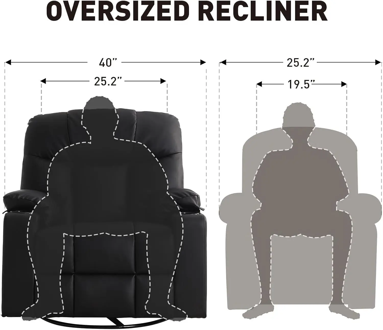 Oversized Swivel Rocker Recliner, 40