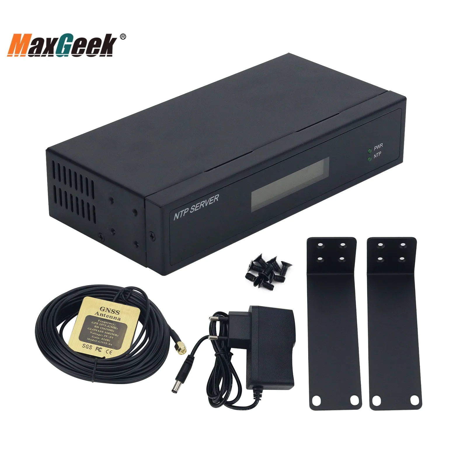 Maxgeek TF-NTP-LITE serwer NTP + 10m antenowy sieciowy serwer czasu z ekranem 2 porty sieciowe dla Beidou GPS GLONASS QZSS