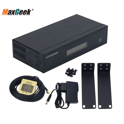 Maxgeek TF-NTP-LITE NTP 서버 + 10m 안테나 네트워크 타임 서버, Beidou GPS GLONASS QZSS용 지지대, 스크린 2 네트워크 포트