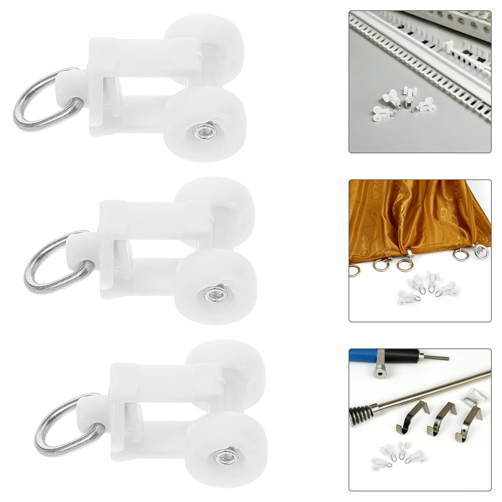 100Pcs Curtain Track Rollers Heavy Duty Ripple Fold Drapery Runners 0.98x0.39 Inch Smooth Silent Sliding Gliders for Window