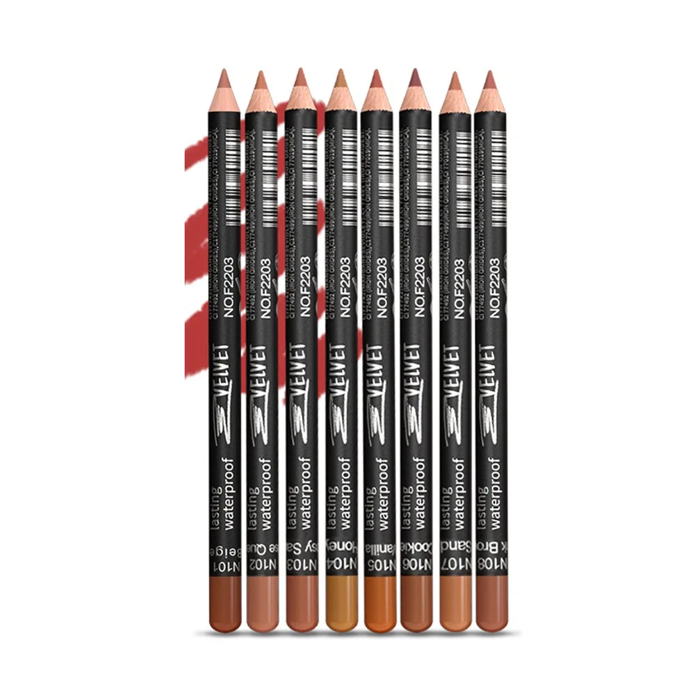 200Pcs  Nude Matte Lipstick Pencil Long-lasting Waterproof Lip Pencil High Pigmented Lip Liner Lip Makeup Tool