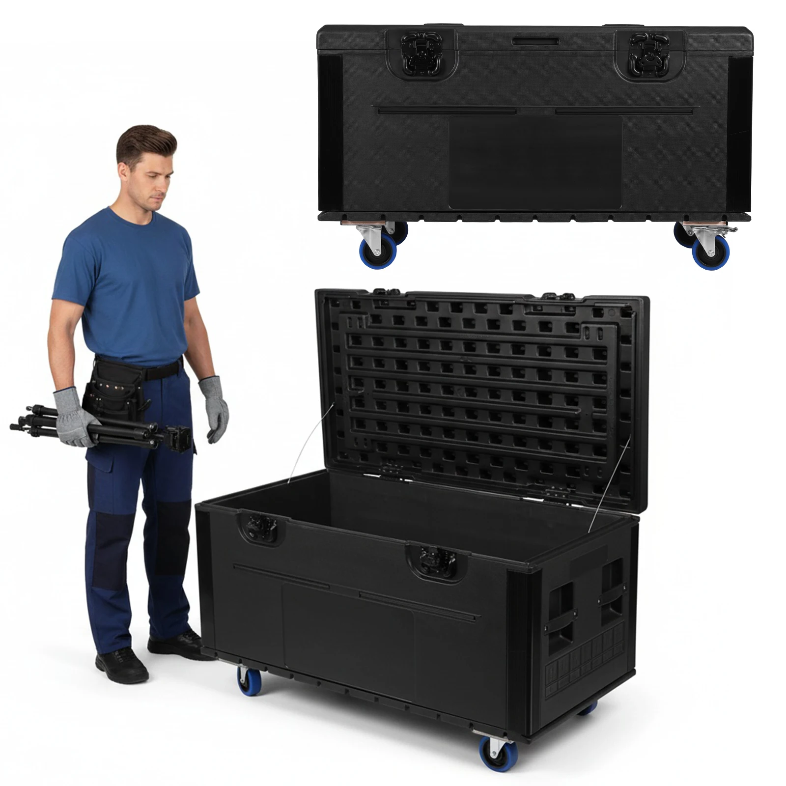 Utility Road Trunk Case with Handle and Wheels Universal Utility Flight Case for Pro Audio & DJ Equipment Storage Transport