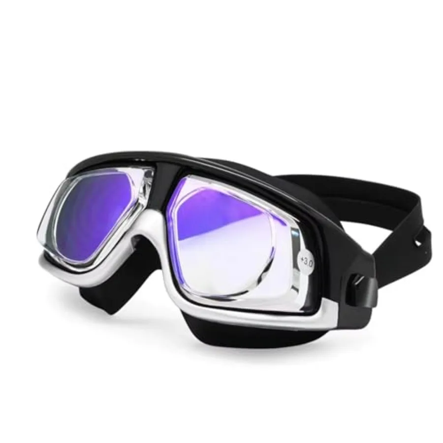 

Swimming goggles for farsighted users +2.0 to +6.0,polycarbonate lens, black silver, anti-fog and UV protection