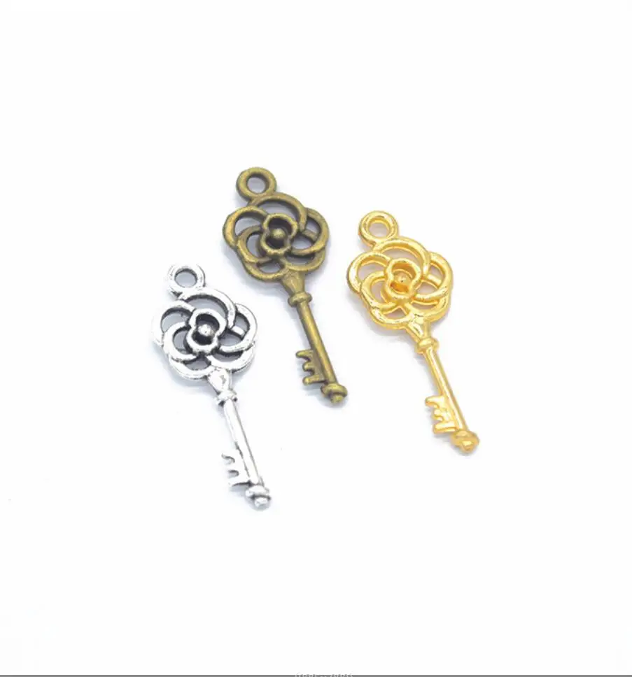 125pcs/lot Alloy Charms Pendant key silver plated 28*11 mm Jewelry Making DIY Charms Handmade Crafts F0232