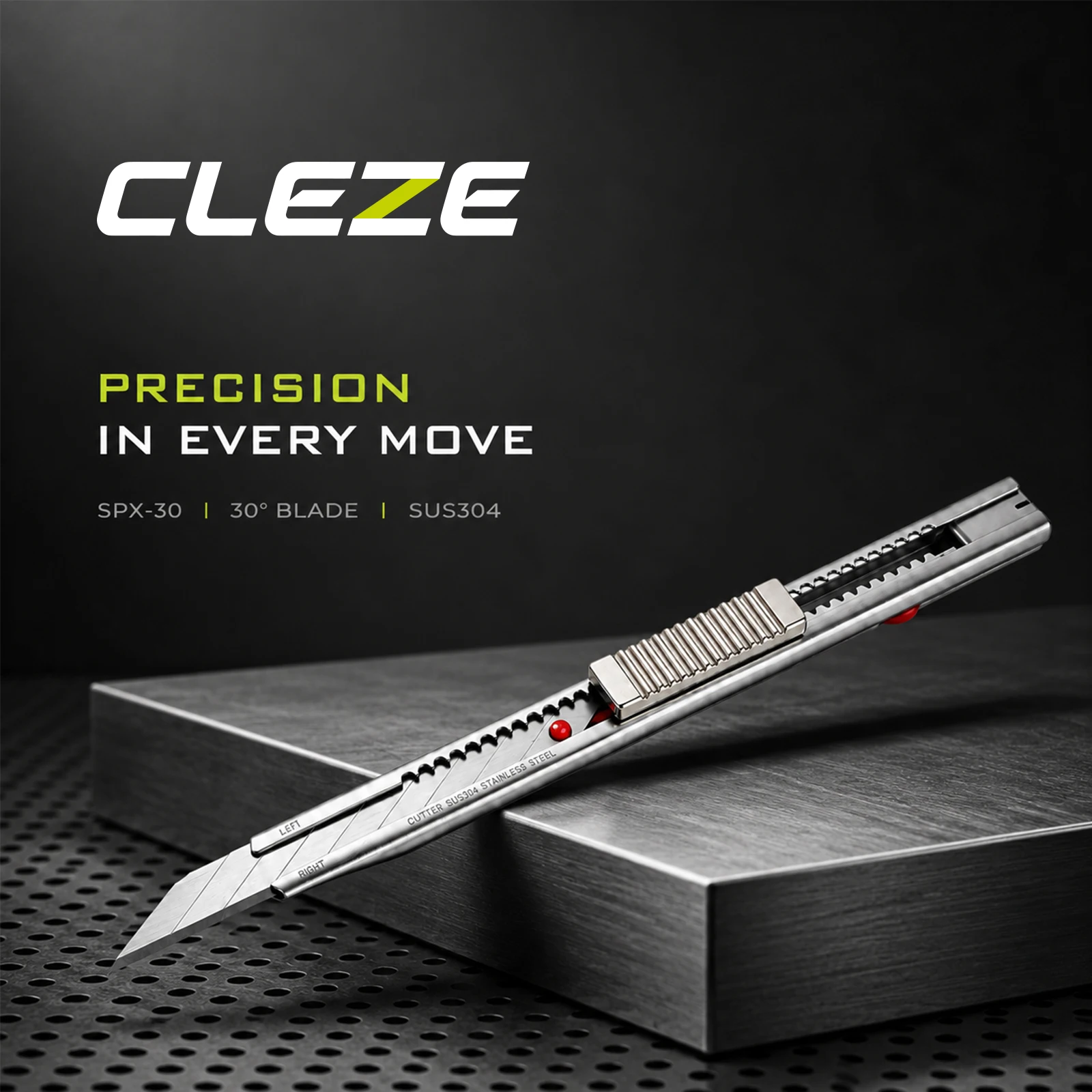 CLEZE Car Wrap Cutter Anti-Shift Lock Utility Knife 30 Degree Snap Off SUS304 Stainless Steel Knife for PPF Vinyl Window Tint