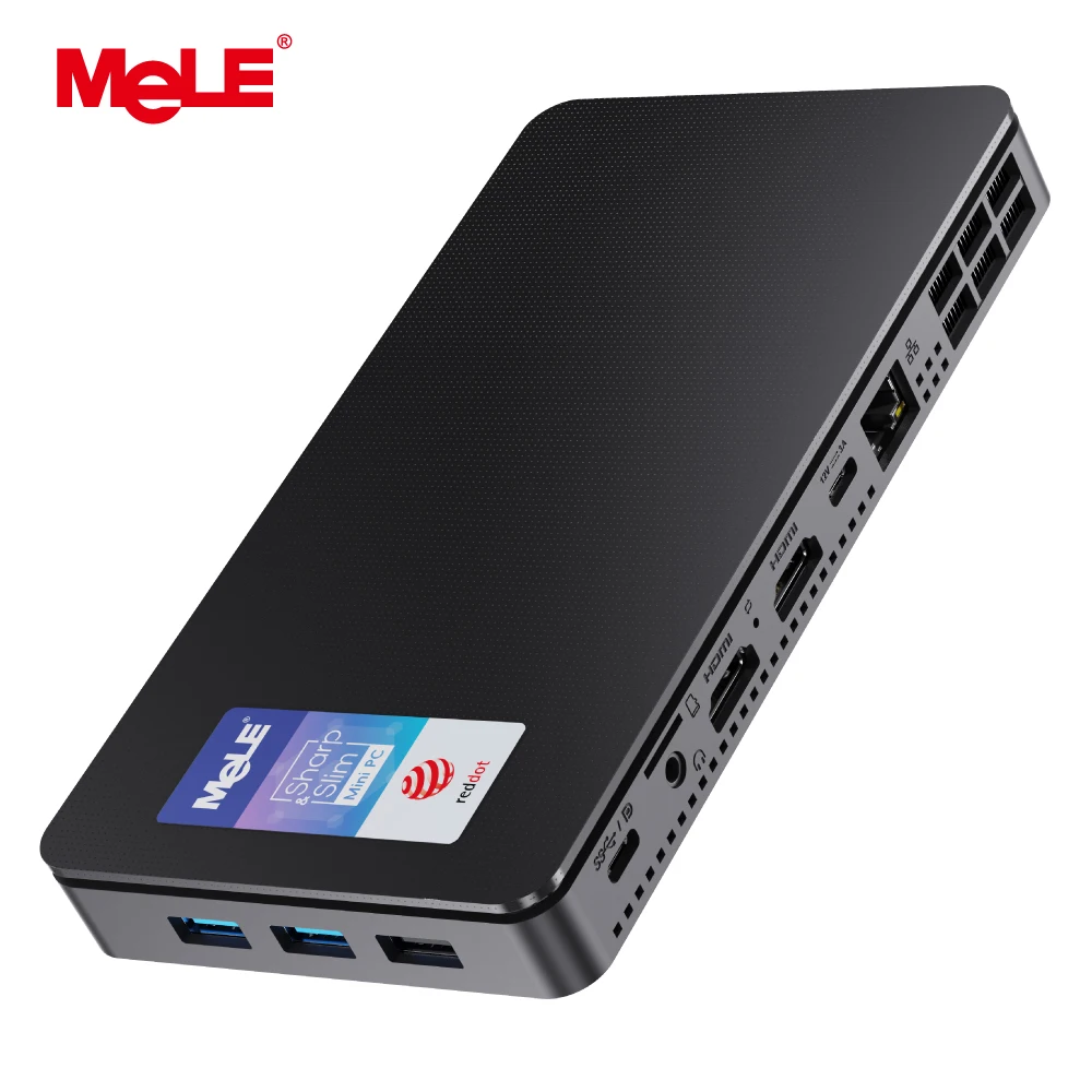 MeLE スリム N300 ミニ PC N100 16 ギガバイト 32 ギガバイト 512 ギガバイト産業用コンピュータ WiFi5 デュアル HDMI タイプディスプレイ USB-C Overclock4C