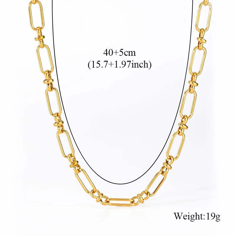 EILIECK Edelstahl Metall Goldfarben Kette Halskette Armband für Damen Neue Mode Wasserdichtes Schmuckset Geschenk Party – Detail 6