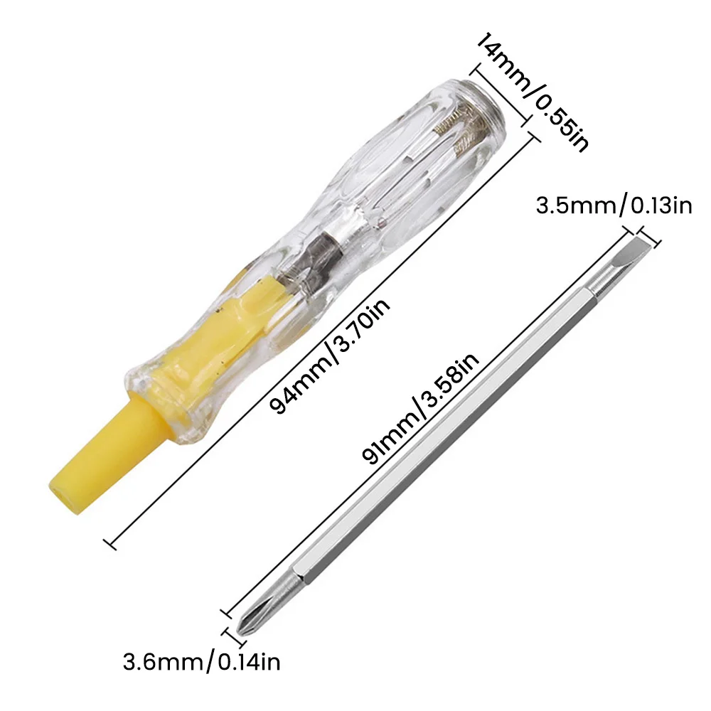 AC100-500V Electrical Voltage Tester Pen SLOTTED Phillips Double-Headed Removable Screwdriver Circuit Tester Lamp Indicator Tool