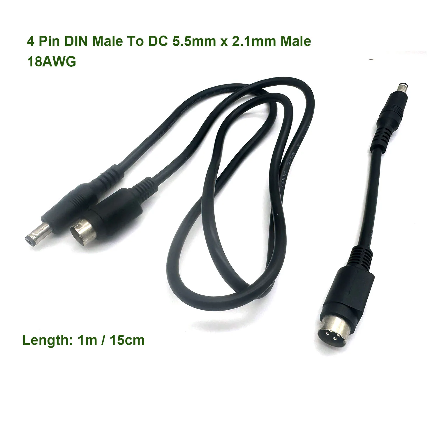 18AWG 4 Pin DIN Male to DC 5.5mm x 2.1mm Male Power Cable for CCTV Camera System Charger Adapter DVD LCD TV PC Barcode Printer