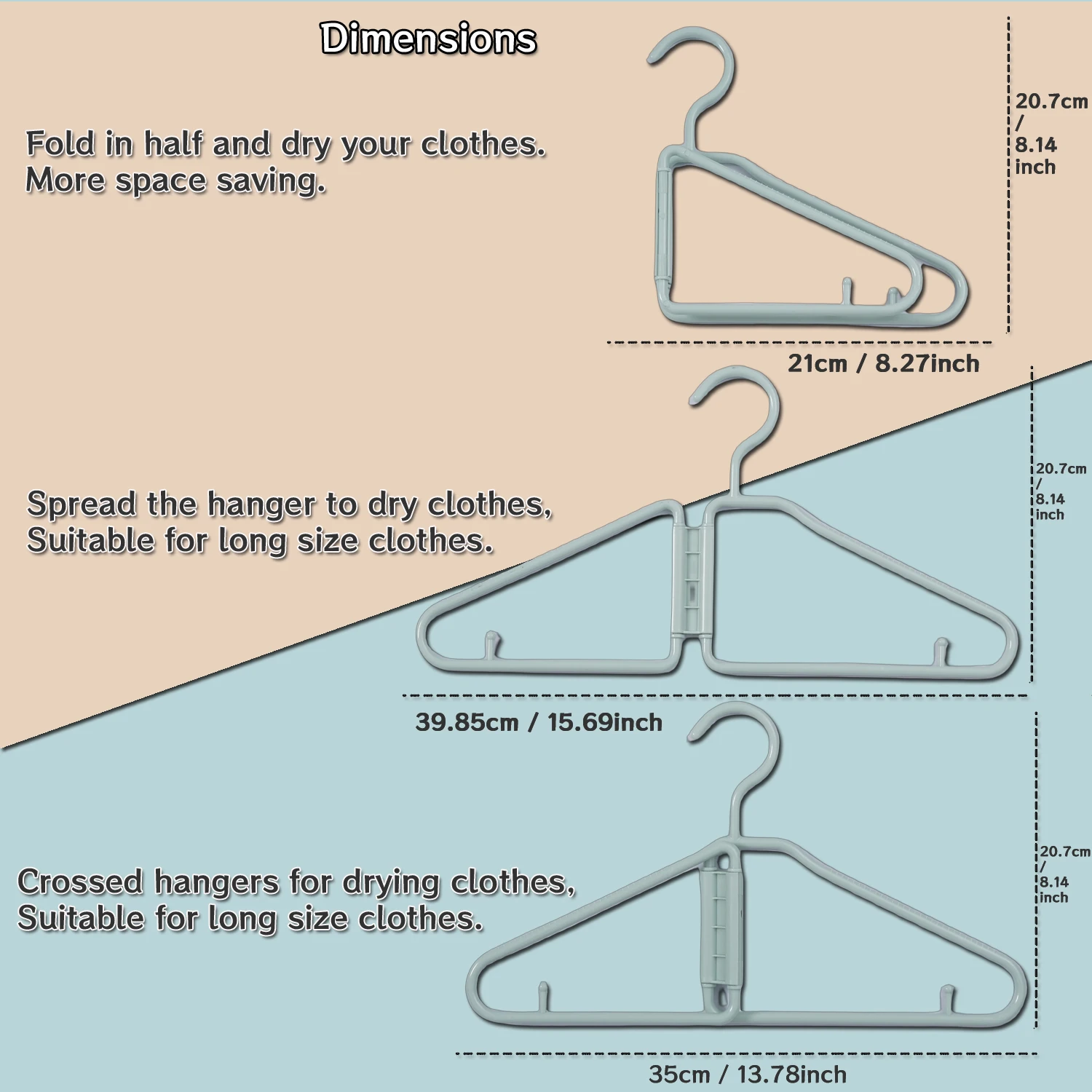 2024 NEW Fold in Half Hangers, Clothes Storage Racks For Travel, Caravans, Bathroom, Closet, Dorm, Closer to The Wall