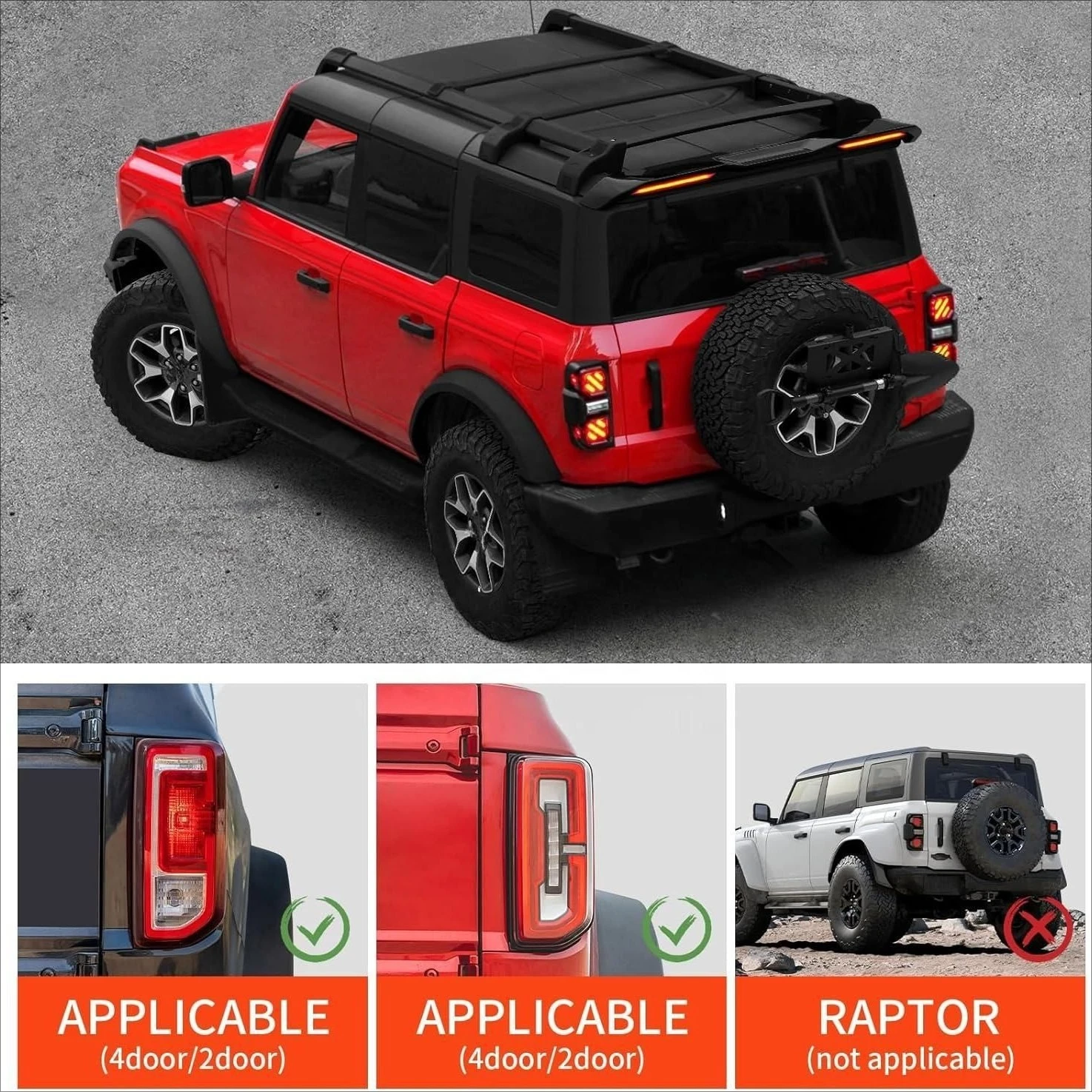 For 21-26 Ford Zebra Bronco Tail Lights LED Steering Brake Lights Bronco Retrofit Accessories