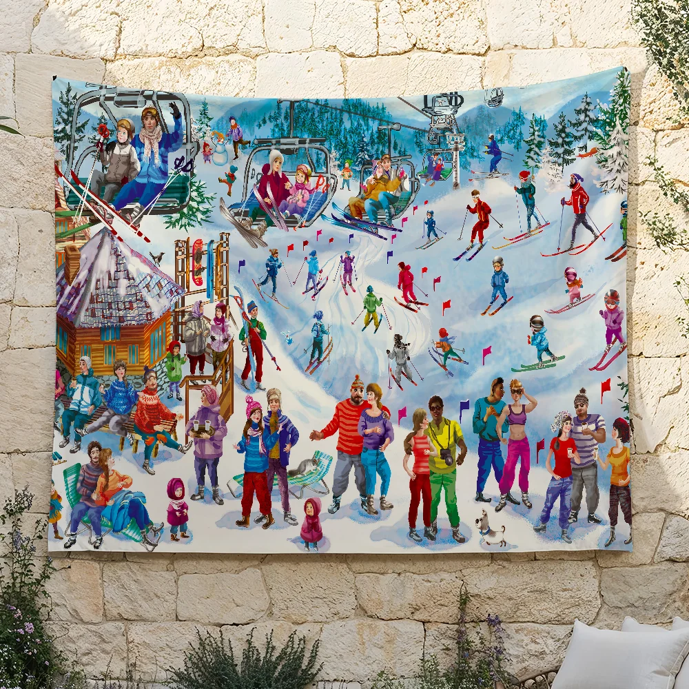 Winter Sports Skiing Theme flag For Camping Party Picnic Studio Booth Background Wall Interior Decoration Banner