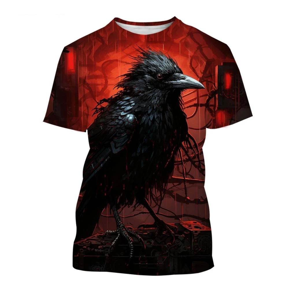 T Shirt for Men Raven 3D T-shirt Creative Animal Design Crow Print T Shirt Men Women Harajuku Casual Short Sleeve Streetwear Top