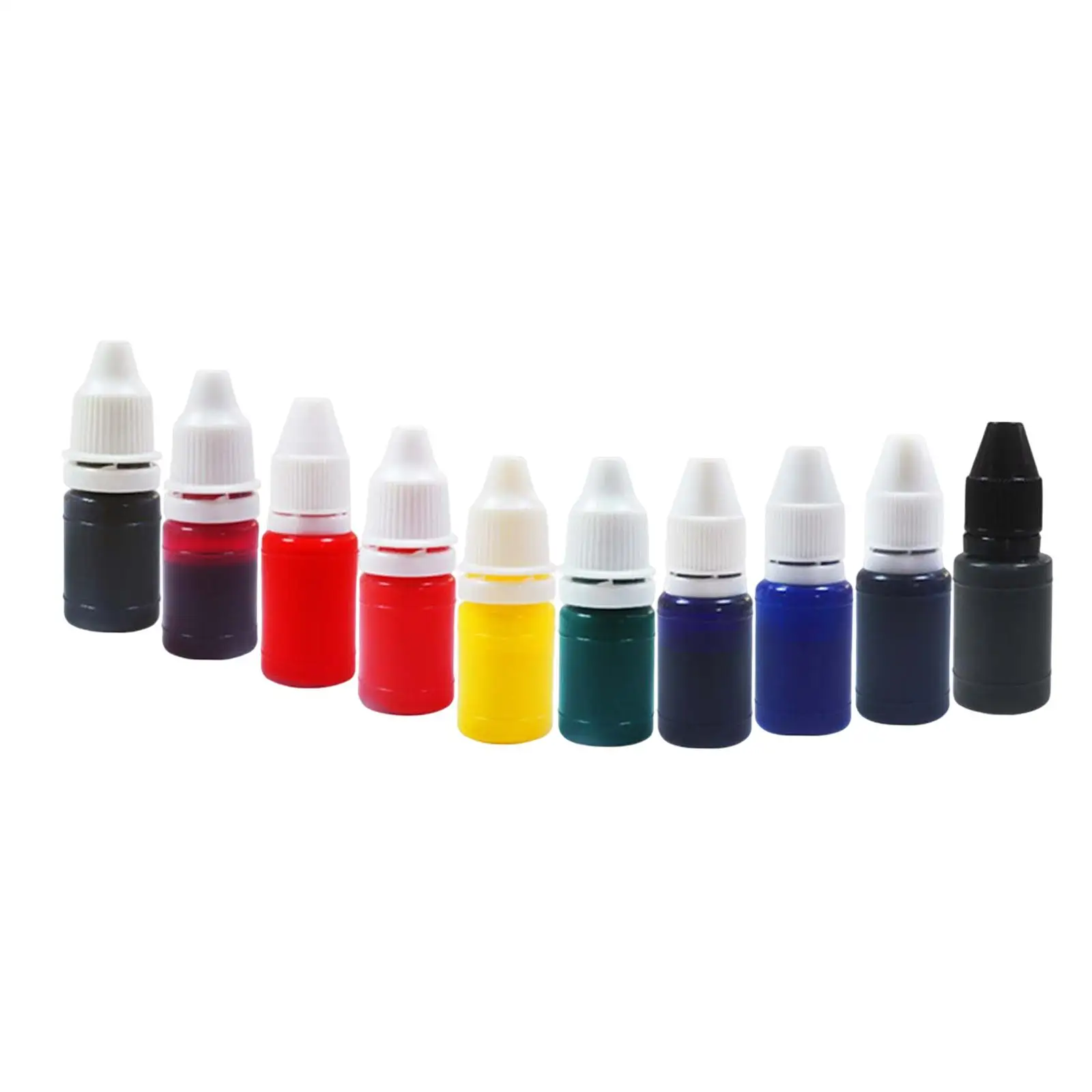 10Pcs 7ml Premium Stamp Refill  Flash Refill Ink, Orange, Green, Blue, Brown, Pink, Yellow, Purple, Black Color Wood