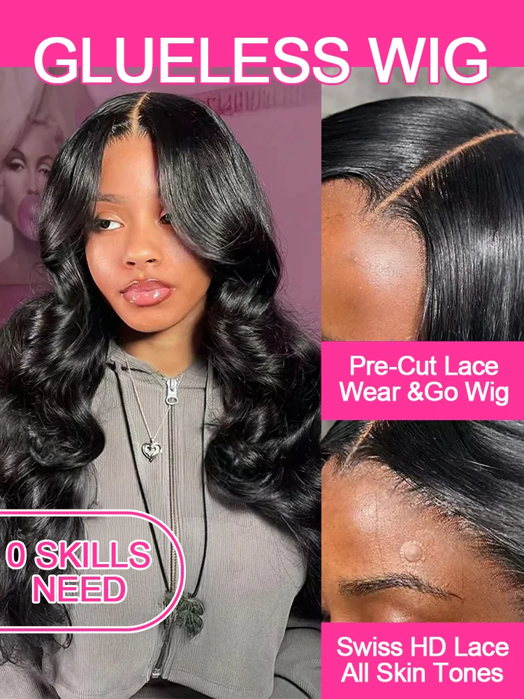 装着簡単、接着剤不要の人毛ウィッグ、生え際が処理済み、カット済みHDレース、接着剤不要、ボディウェーブ、レースフロントウィッグ、女性用、100%人毛