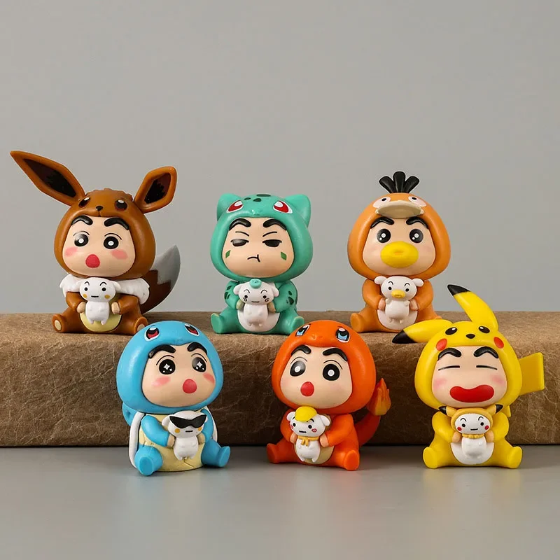 6Pcs/Set Q Version Crayon Shin-chan Anime Figure Shin-chan Cosplay Action Figure Room Decorations PVC Collection Toy