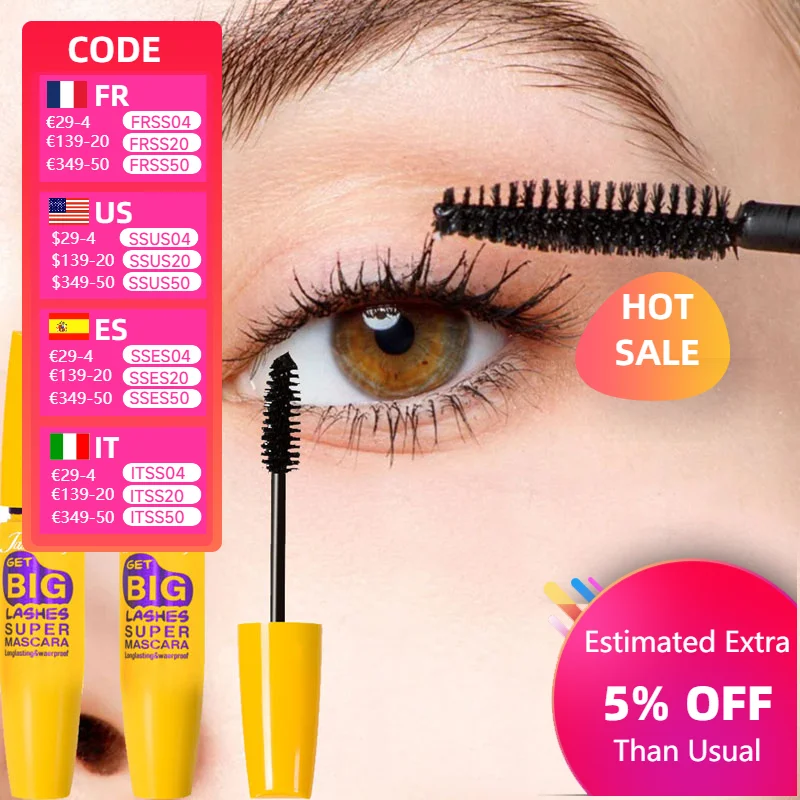 Dense Plump Type Quick Dry Waterproof Long Lasting Sweat Resistant Non Smudging Durable Black Mascara Naturally Curled Slender