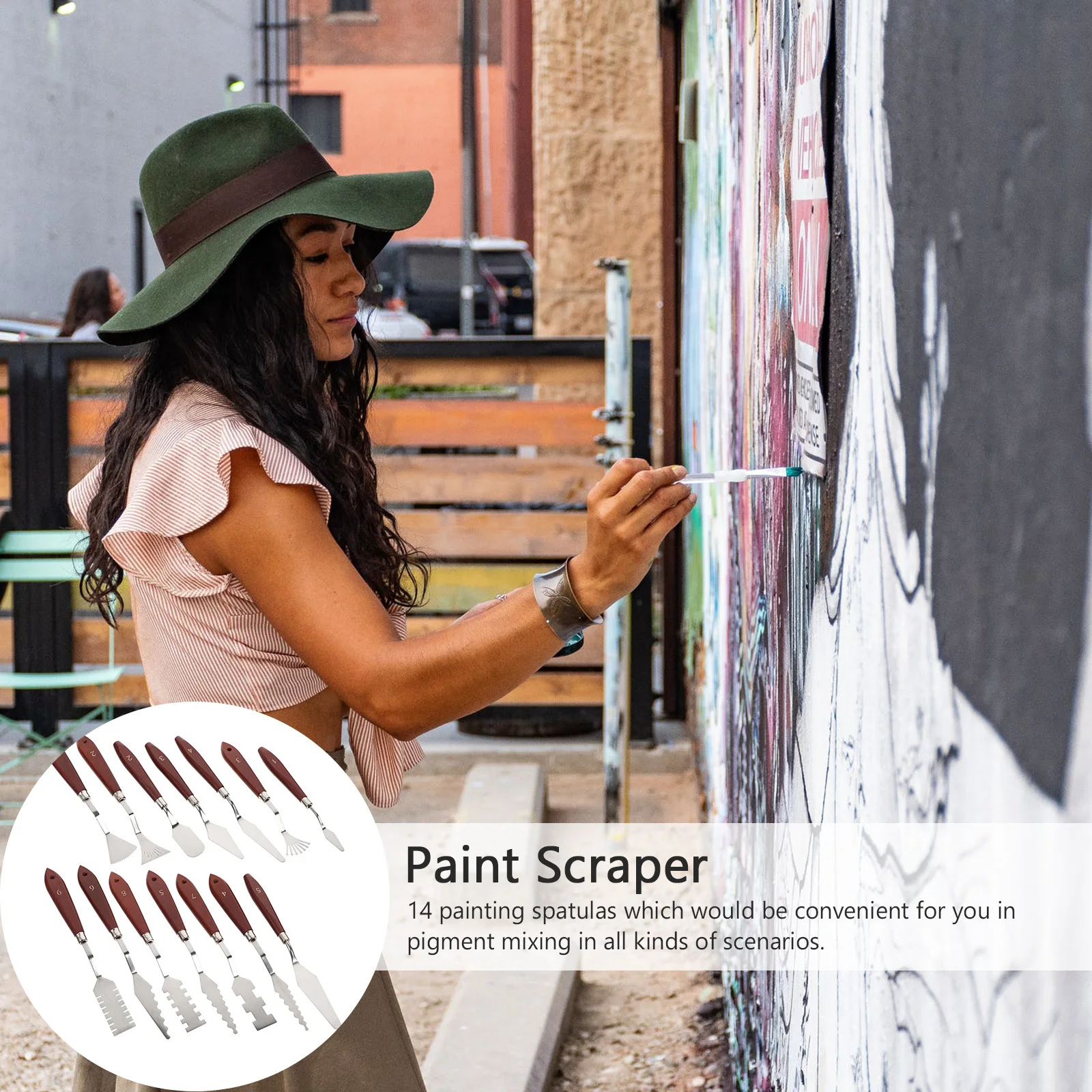 

14Pcs Oil Painting Spatula Set Stainless Steel Wood Handle Color Mixing Tools for Acrylic Oil Painting Supplies