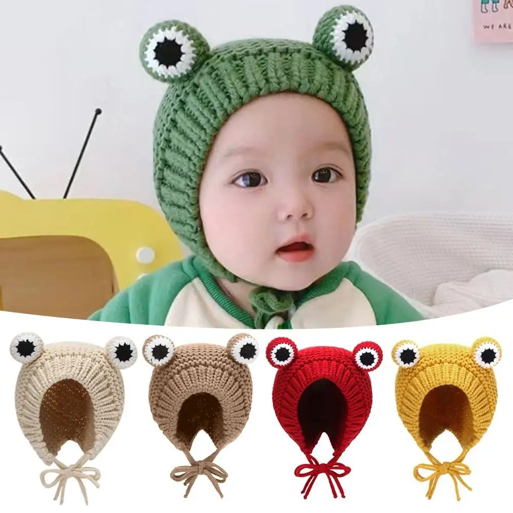 

Вязаная крючком шапка для малышей, теплые вязаные шапки, милые вязаные шапки в стиле хип-хоп с лягушкой, утолщенная шапка с черепами, шапка для новорожденных на открытом воздухе