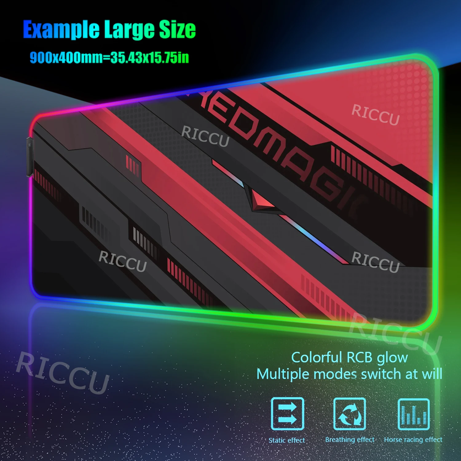 

RGB PC 400X900MM Mechanical texture Non-slip Lockedge Student Gaming Thickened LED Writing Mat Non-slip Cushion Mouse Pad Carpet