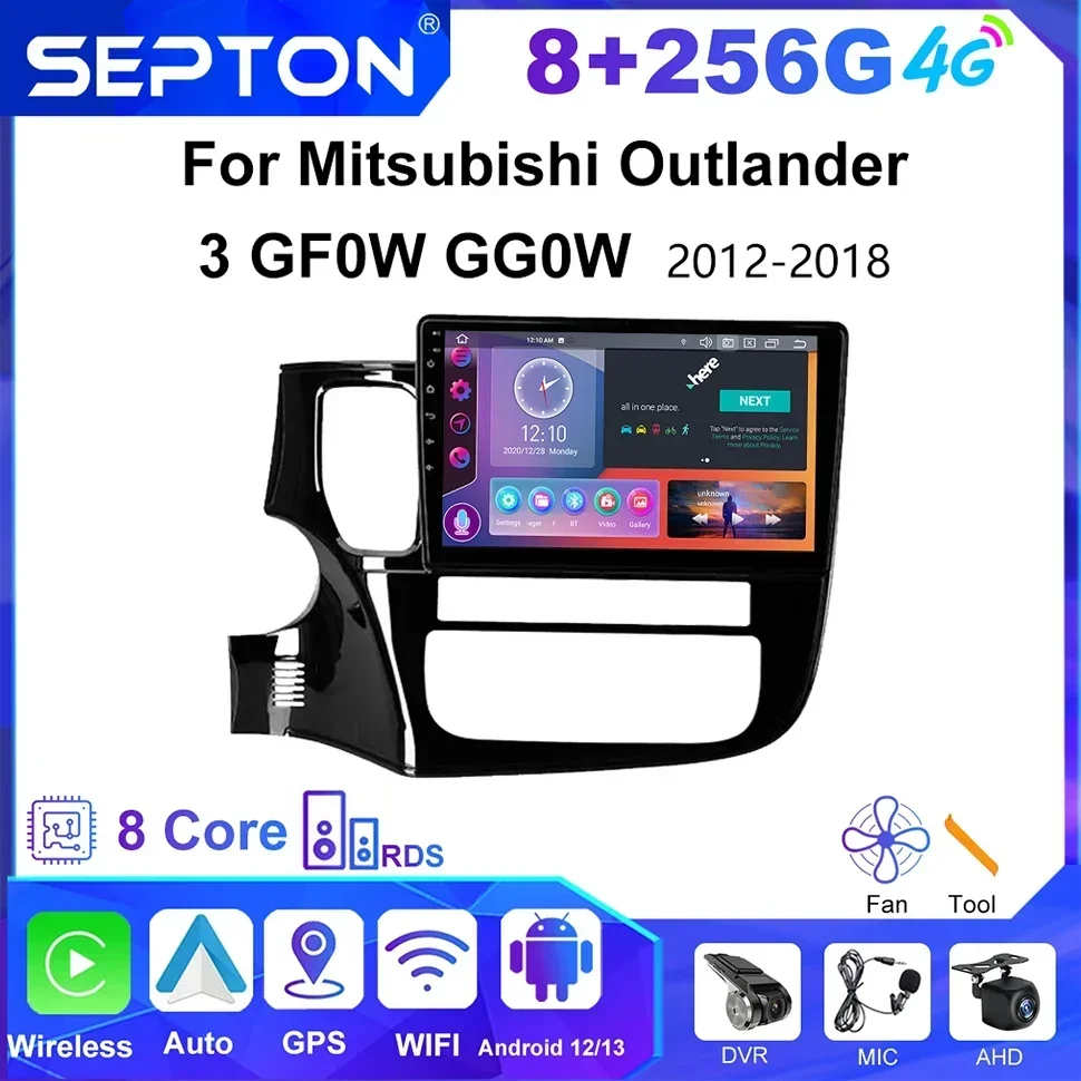

SEPTON Android Auto Радио Беспроводной Carplay Android Auto для Mitsubishi Outlander 3 GF0W GG0W 2012-2018 GPS 4G NET Автомобильный мультимедиа