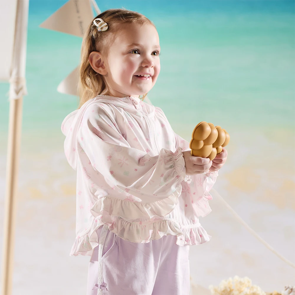 Dave Bella Girls Sunproof Summer Jacket Baby Beach Hoodie Coats Sweet Print Cool Outdoor Outerwear Children Clothes DB2261347