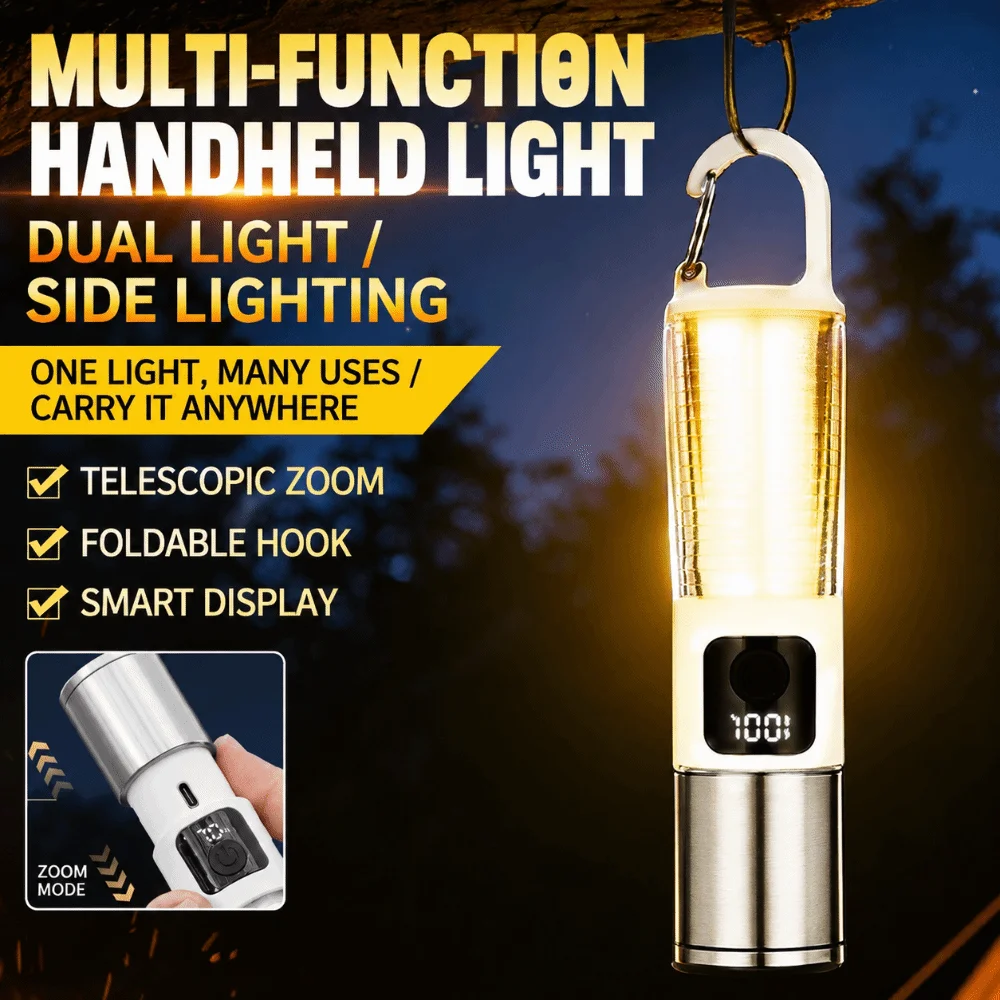 Aluminum Alloy Camping Flashlight Super Bright LED IP Waterproof Grade Outdoor LED Lamp Long Lasting Battery Telescopic Torch