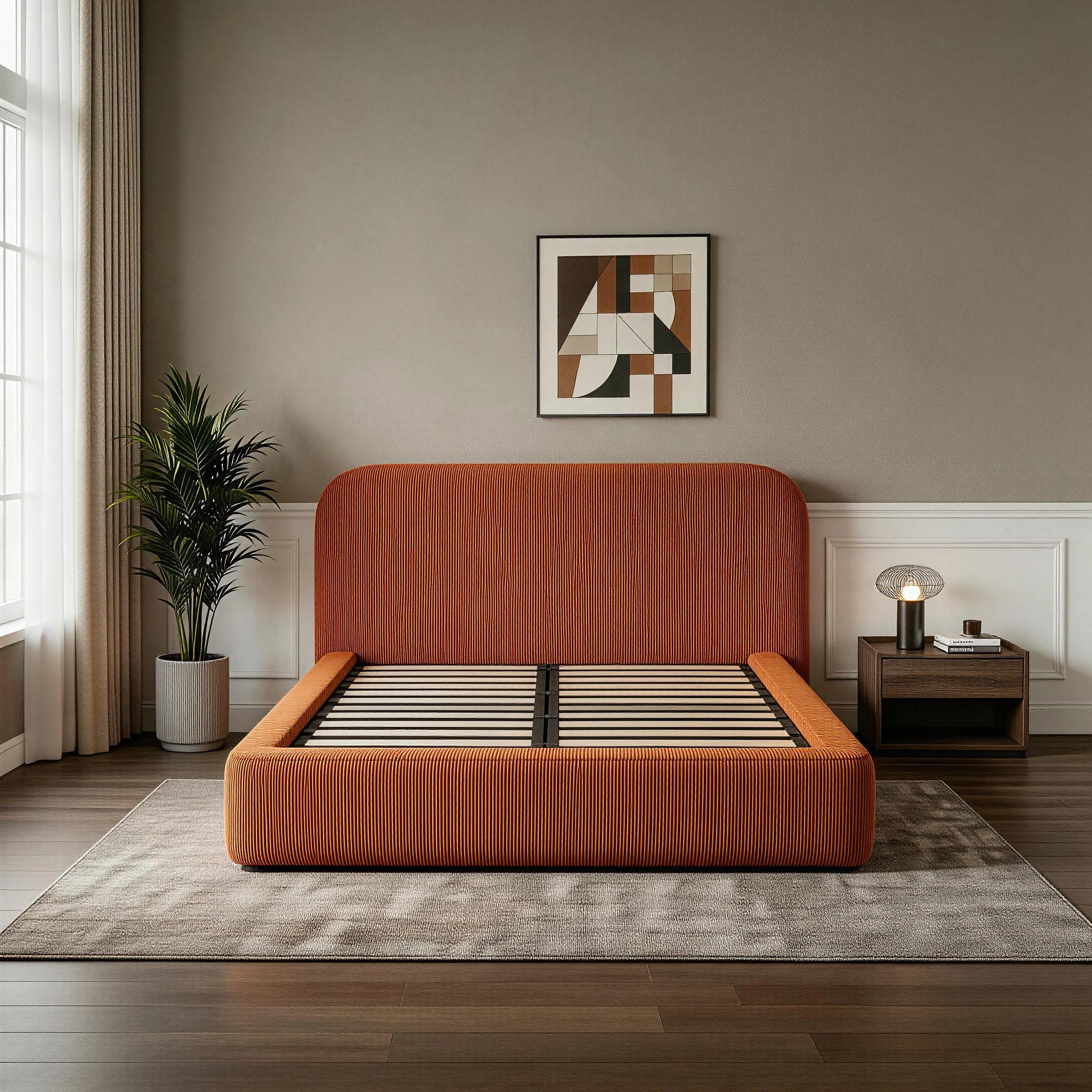 te-Modern Minimalist Comfortable Soft Vacuum Package Compress Bed Modular Fabric Upholstery  1-Year Warranty&