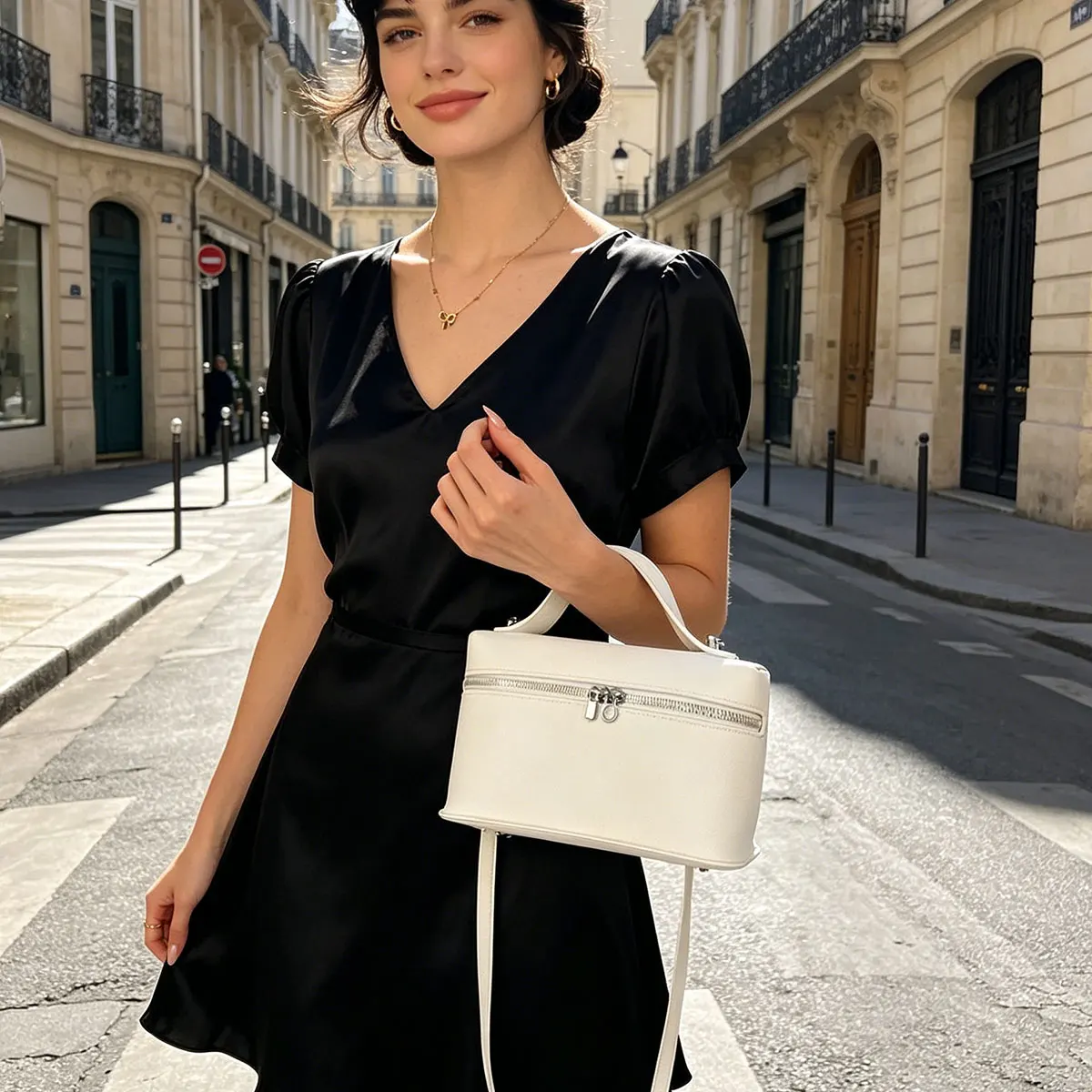 Minimalist Trend Solid Color Box Bag Litchi Pattern Portable Carrying Crossbody Bag Daily Commuting Versatile Square Bag - view 6