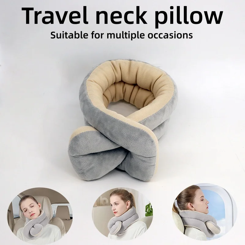 Travel Neck Pillow U-shaped Pillow Snail Style Travel Neck Support Portable Adjustable Soft Noon Break Sleep Pillow