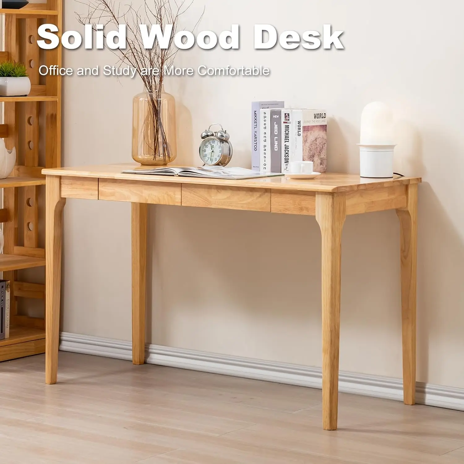 مكتب ألعاب من الخشب الصلب، مكتب كمبيوتر للطلاب مقاس 47 بوصة لغرفة النوم، مكتب منزلي صغير، سهل التجميع (لون الخشب)