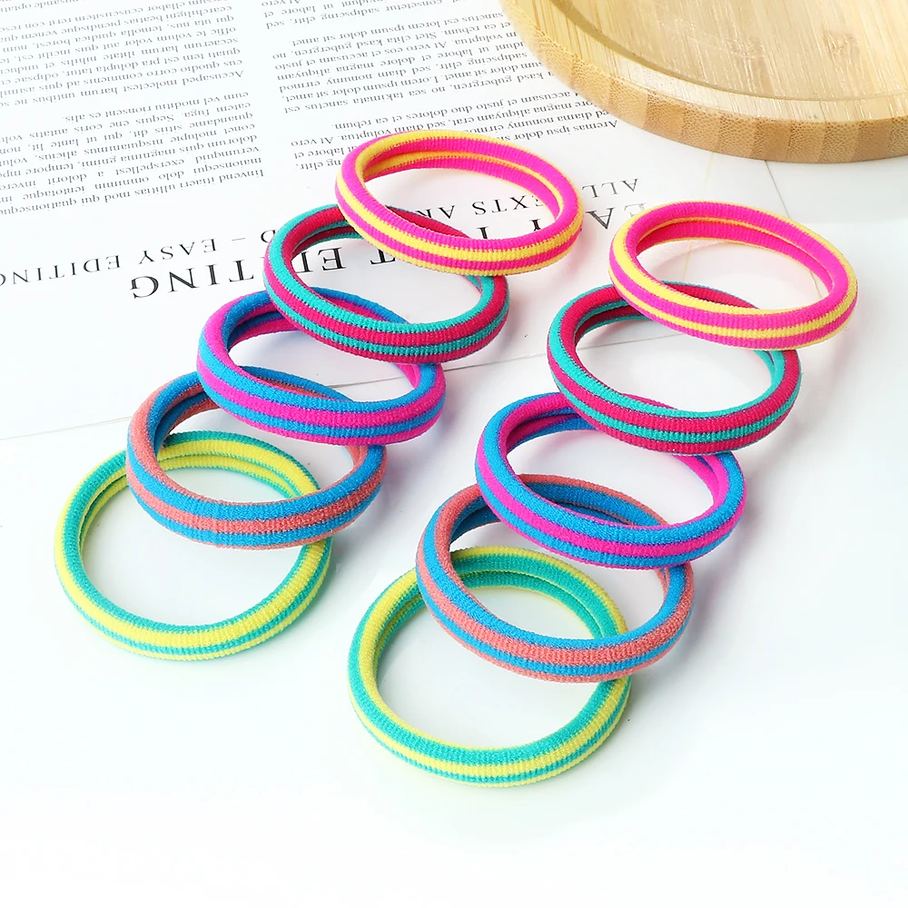 5pcs 5cm Colorful Thick Hair Bands Fluorescent Color Elastic Girls Rubber Band Headwear Scrunchies Holder Hair Accessories Gift