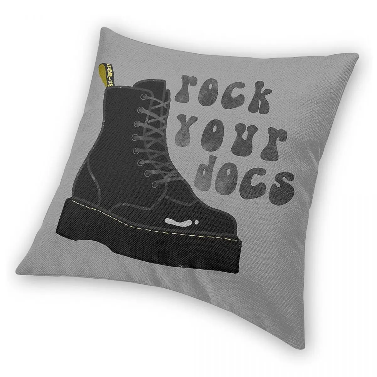 غطاء وسادة Rock Your Docs مصنوع من البوليستر والكتان المخملي المطبوع بسحاب ديكور منزلي مقاس 18 بوصة