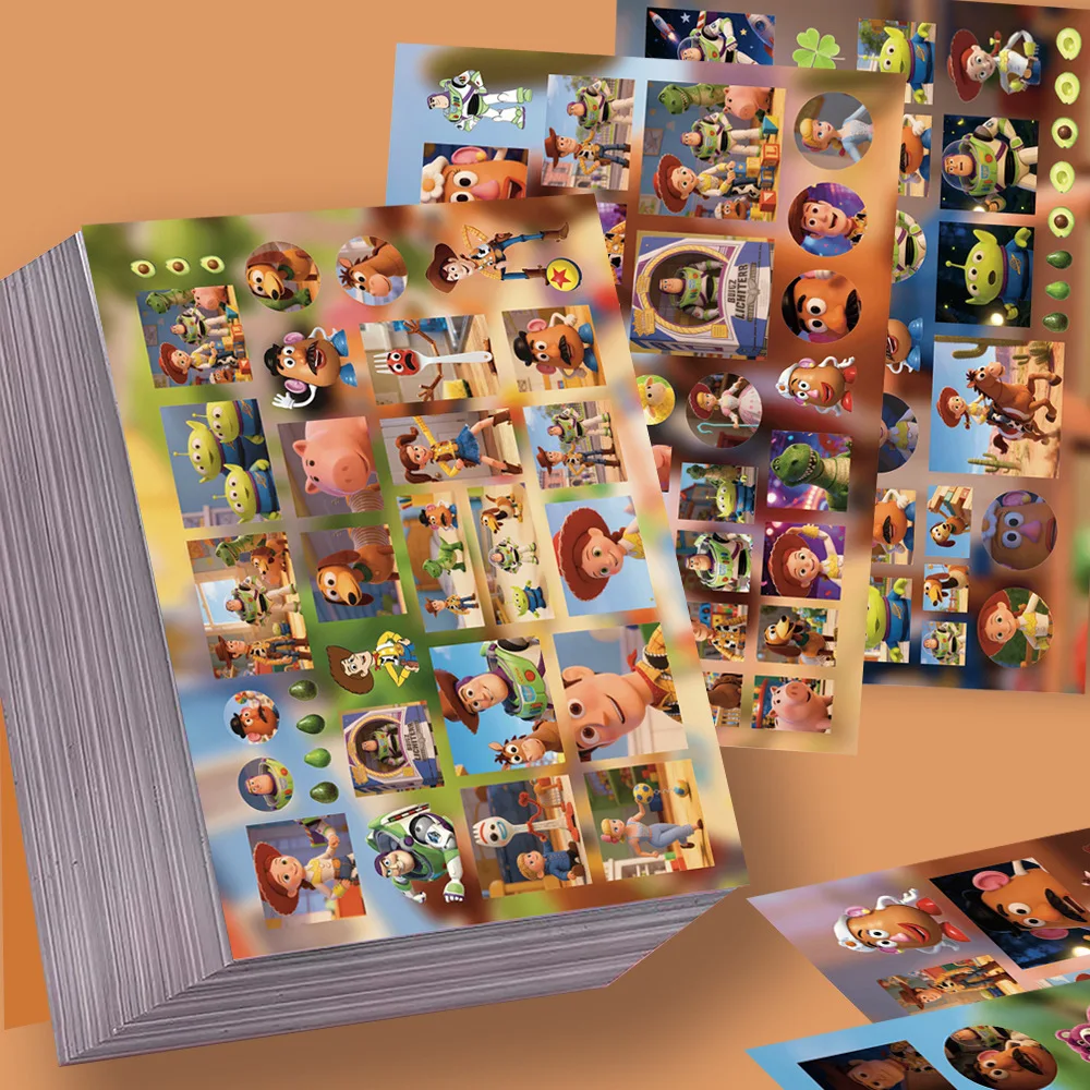 Juego de 8 pegatinas de dibujos animados de Disney Toy Story, pegatinas bonitas de Buzz Lightyear y Woody, calcomanías de Anime para álbum de recortes, botella de agua para ordenador portátil