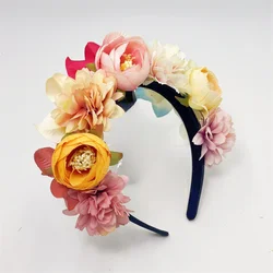 New Butterfly Women's Fashion High End Colorful Rose Headband Headdress Bride's Hair Crown Travel Beach Wedding Festival Gift