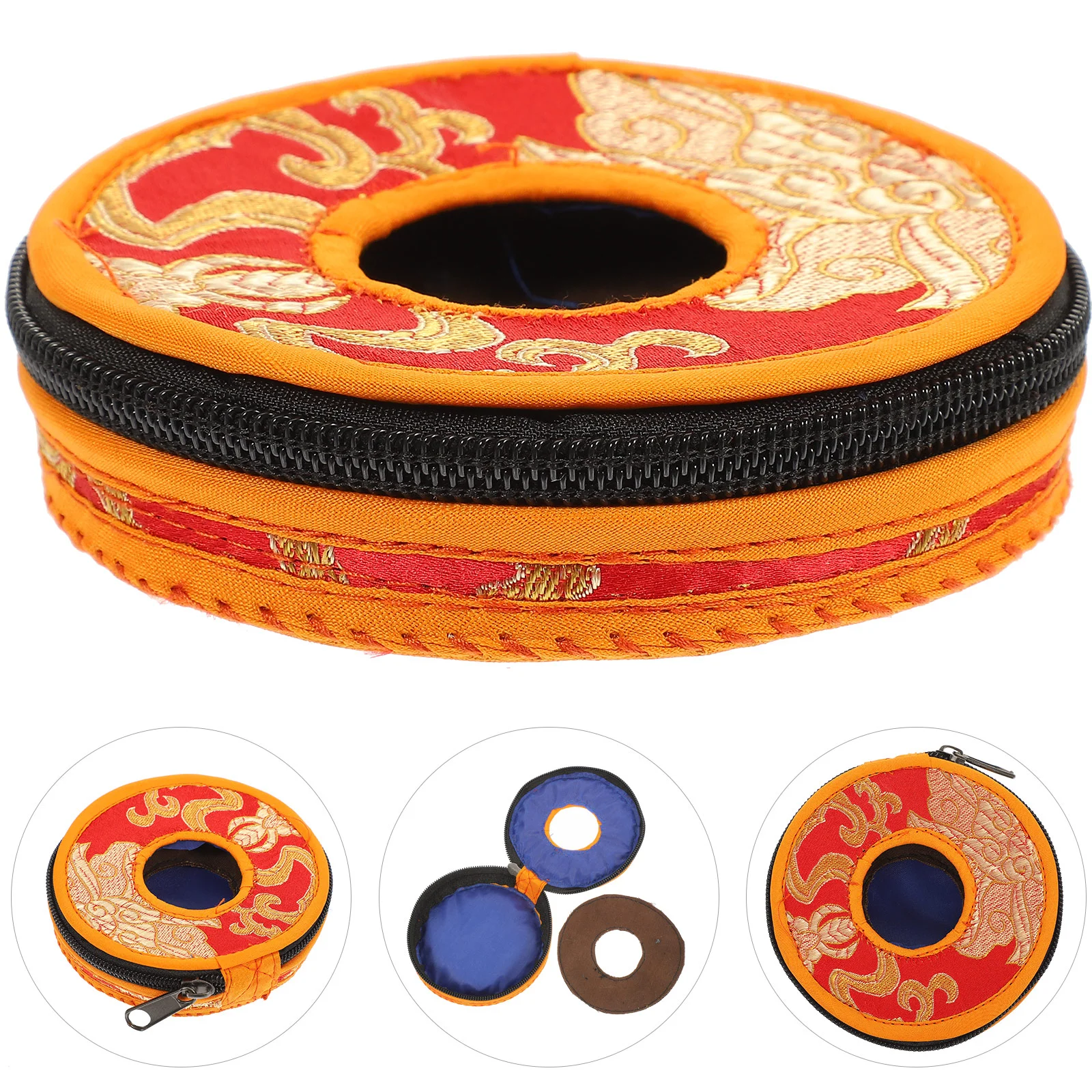 Bell Ring Set Religious Cymbals Bag Storage Polyester Meditation Case Nepal Sleeve Holder