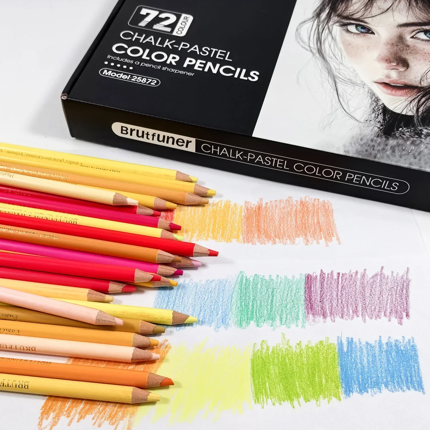 Lápices de Colores Pastel Pro Chalk, Juego de 24/72 Colores, Lápices de Carbón para Dibujar, Bocetar, Colorear y Sombrear