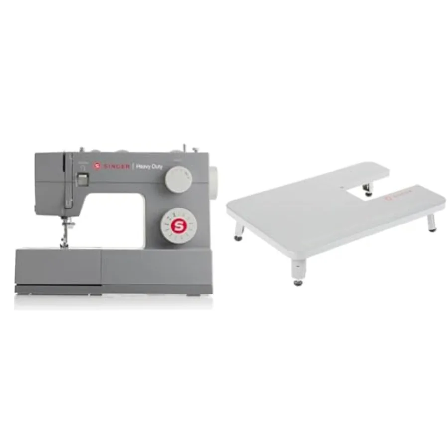 

4411 Heavy Duty Sewing Machine w/HD Extension Table for Heavy Fabric Projects Black Durable Metal Frame High-Speed Stitc