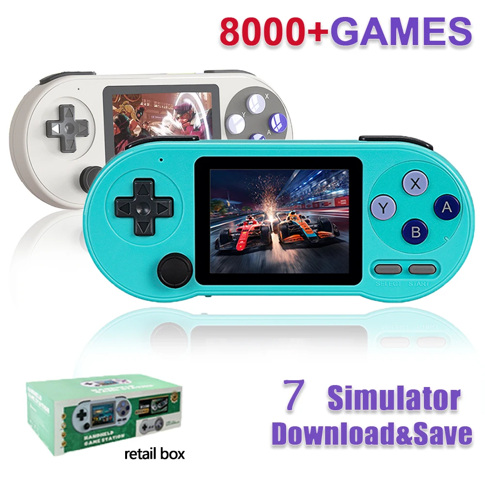 SF2000 Games Portable Handheld Video Built-in 8000 Game Console Support AV Output 3 Inch IPS Screen Classic Retro Game Player 