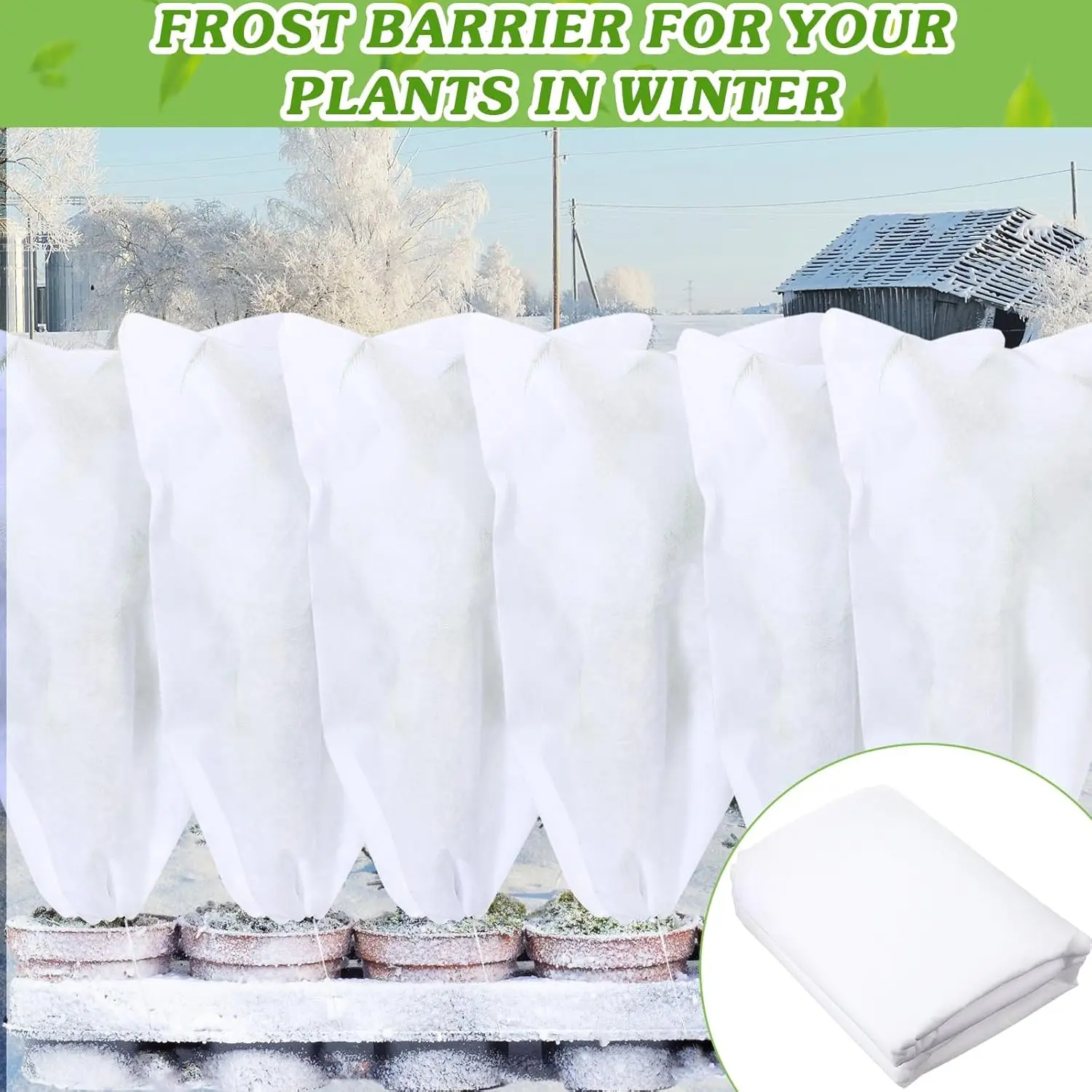 غطاء نباتي شتوي حقيبة حماية من التجميد بطانية شجرة مع سحاب برباط قابل لإعادة الاستخدام للحديقة قماش صقيع غير منسوج من الرياح #5