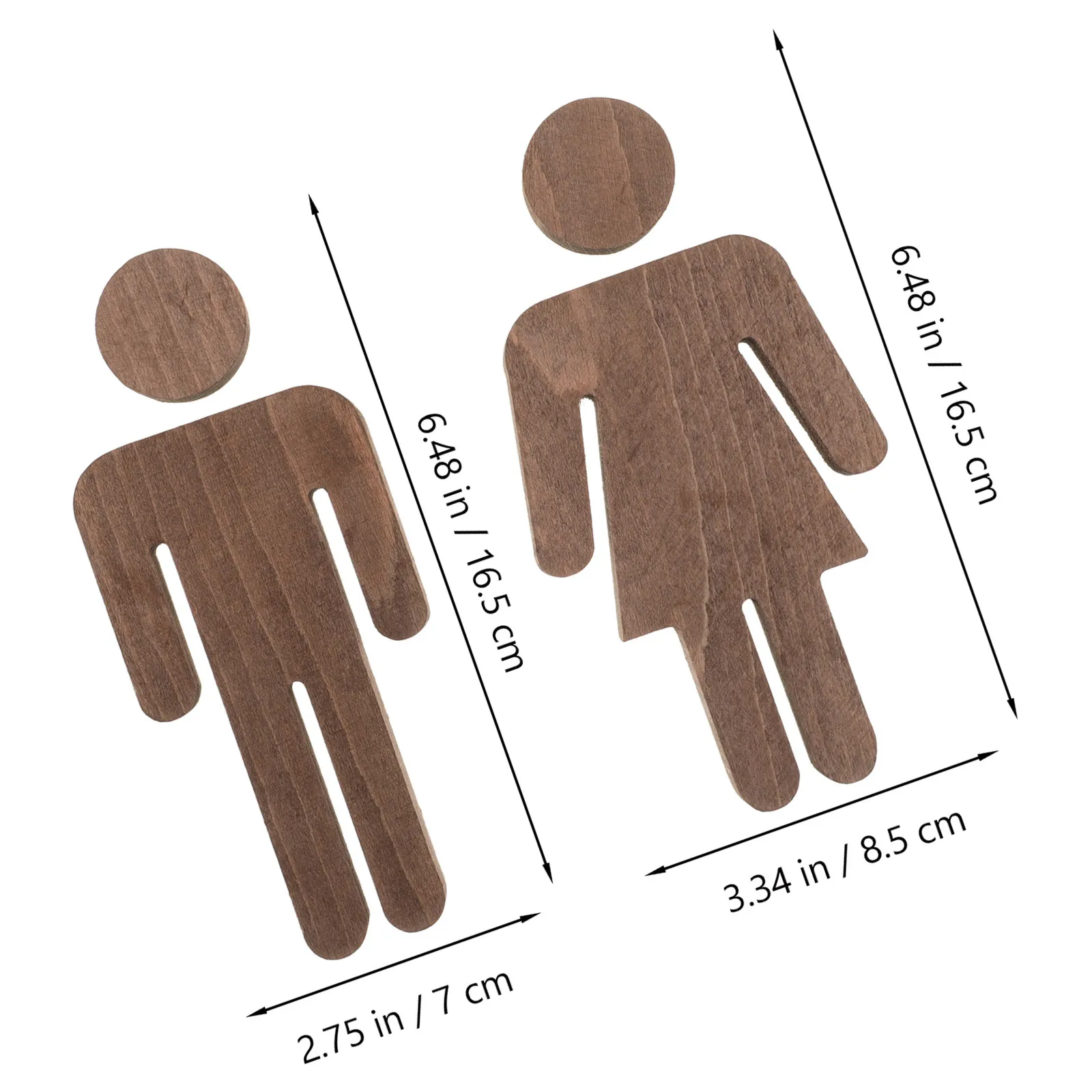 1Pair Elegant Wooden Restroom Sign Pair Men Women Bathroom Door Signs Modern Minimalist Wall Decor for Home Office Washroom