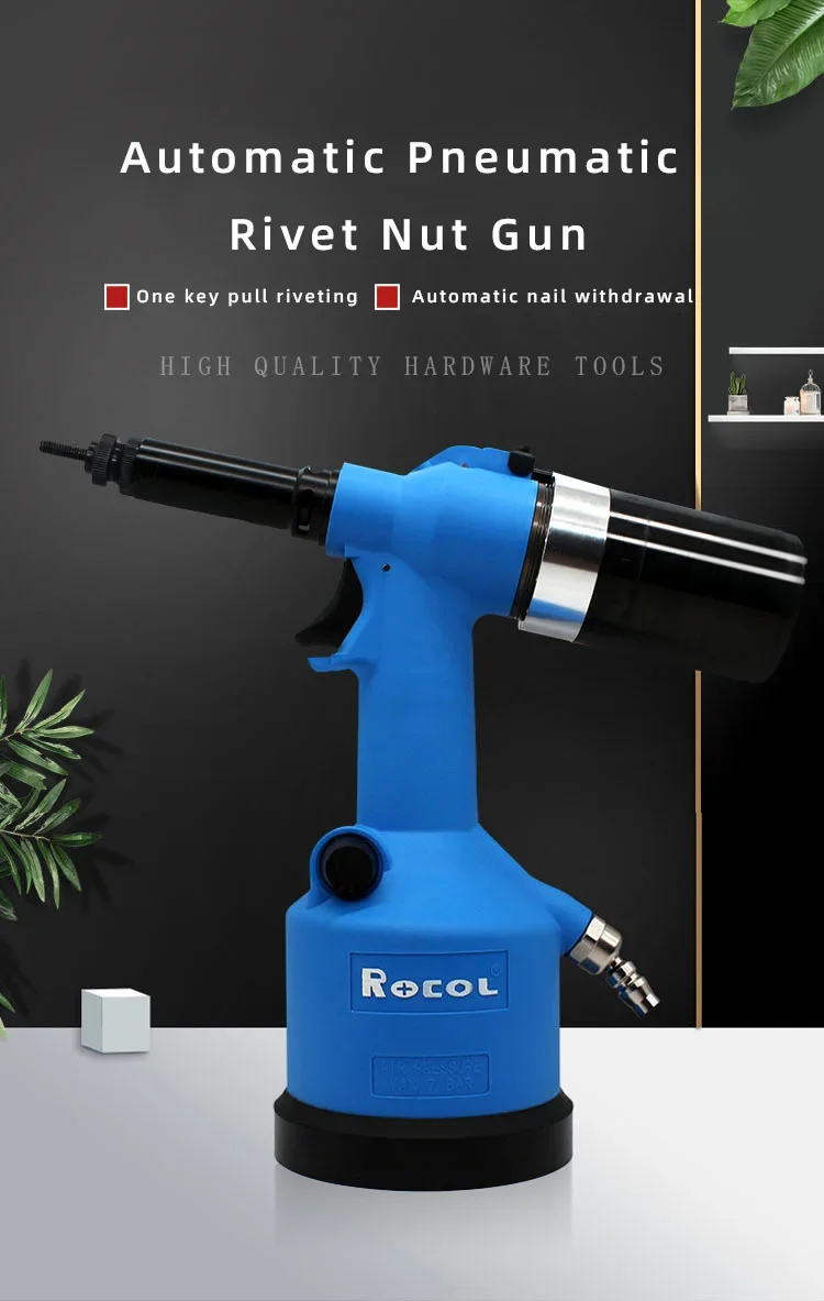 ROCOL Pneumatic Rivet Nut Gun Kit Industrial Adjustable Stroke Pneumatic Hydraulic Automatic Riveter Tool M3-M12 Rivnut Riveting