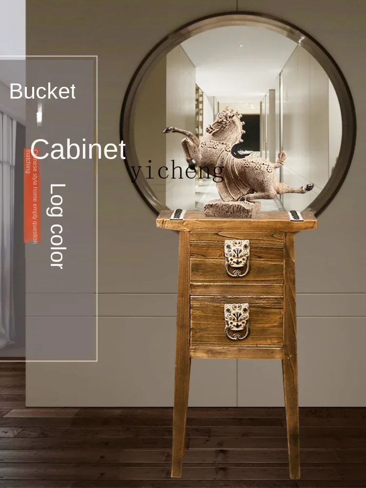 ZC Solid Wood Chest of Drawers Hotel Locker Living Room Entrance Assembled Cabinet Antique Office Decorations Ornaments