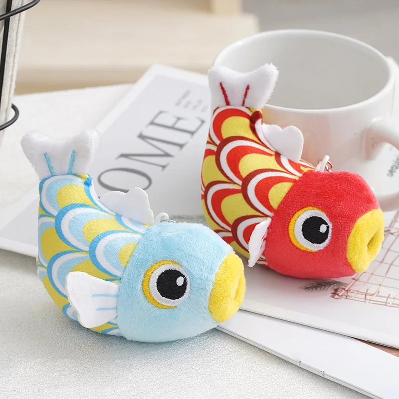 Koi Blessing Cartoon fish Small carp popular Exquisite pendant  Keychain Decorate good quality soft Soothing doll christmas gift