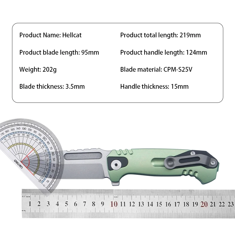 Hellcat Titanium Alloy Folding Knife High Hardness Outdoor Camping Fruit Knife Portable Multifunctiona