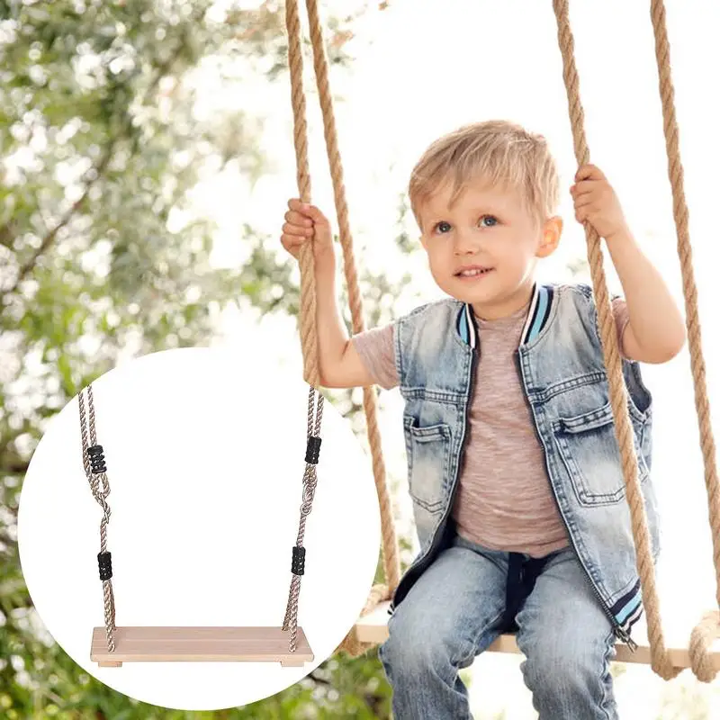 High-Quality Polished Four-Board Anti-Corrosion Wood Swing Outdoor Indoor Pastoral Wooden Swing for Adults Children image 6